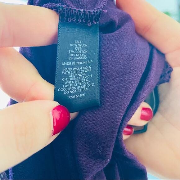 EXPRESS Sheer Back Deep Purple Plum A-Line Lace Mini Tank Top Lined Dress S - Picture 9 of 10